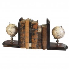 Old World Globe Bookends 9.84" Wooden Unique Nautical Desk Top Bookcase Decor   292254051210